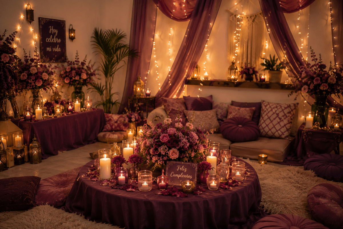 Espacio decorado en Casa Mahalo para ceremonia de cumpleaños